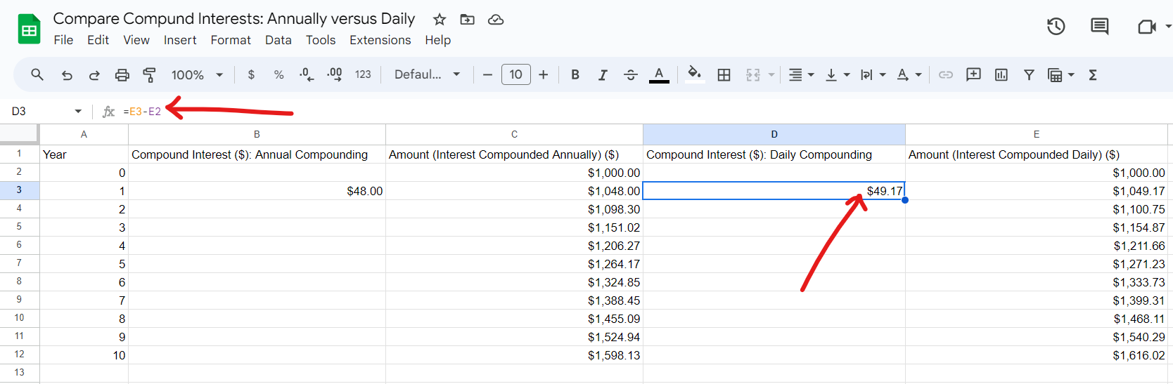 Example 2: Google Spreadsheet 3