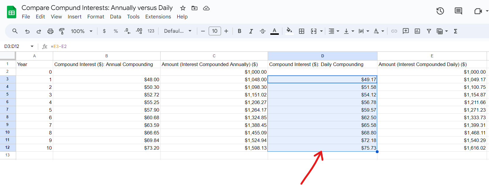Example 2: Google Spreadsheet 5