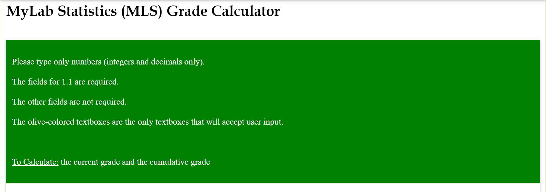 MLS Grade Example: Part 1